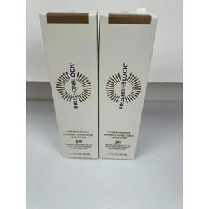 (2) Brush On Block Sheer Genius Mineral Sunscreen Universal Tint SPF 50 1.7 oz
